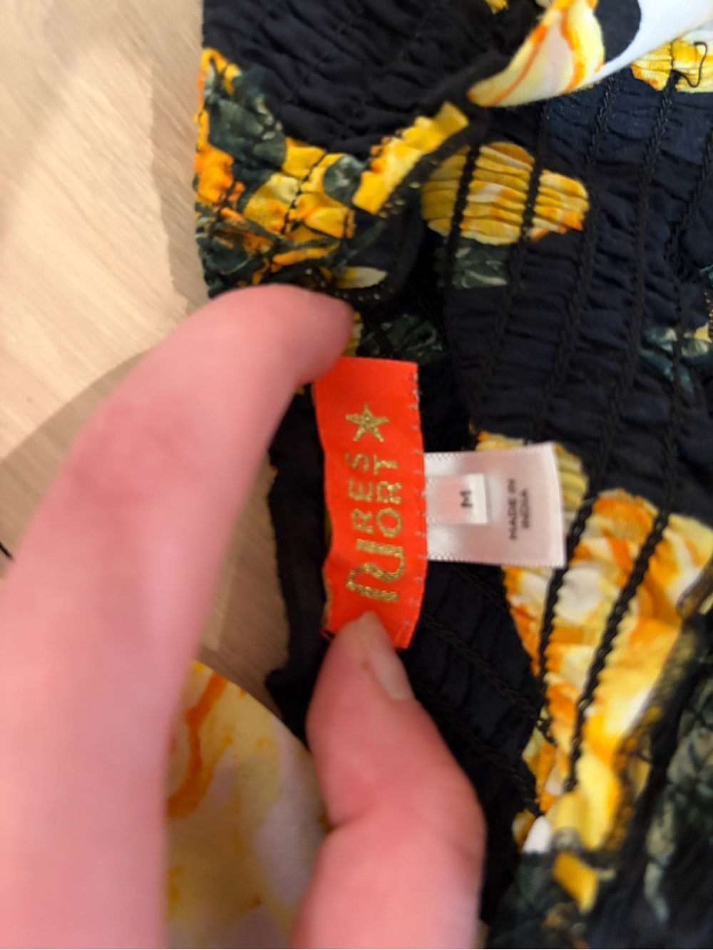 River Island Smocked Black & Yellow Floral Tie-Waist Sundress - Picture 5 of 5